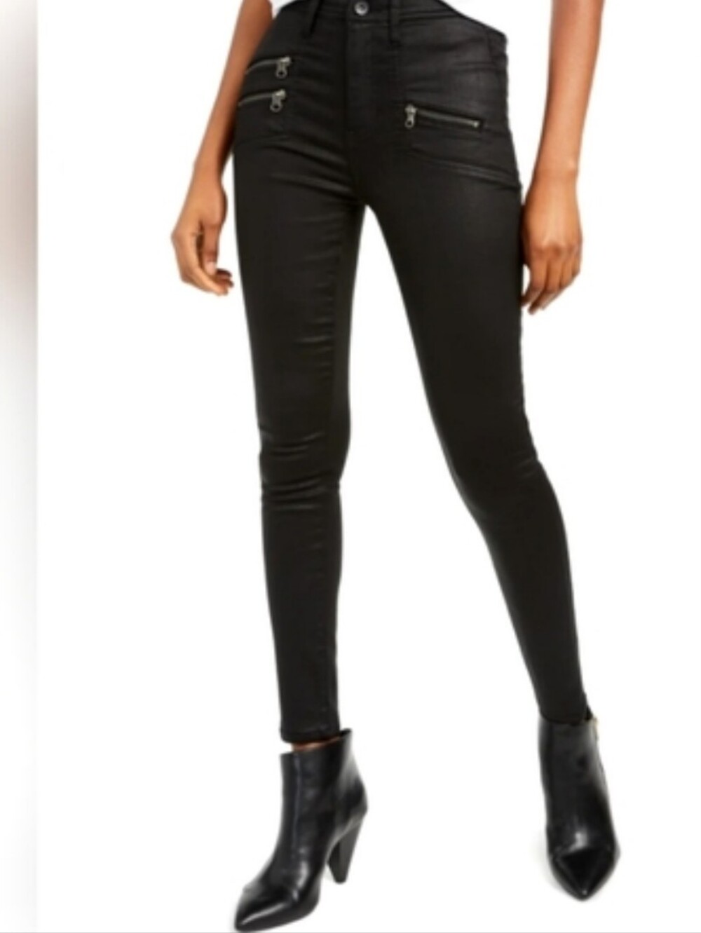 Kendall + Kylie Women's Black Coated Zipper Pocket Skinny Jeans - Size 27 - NWT